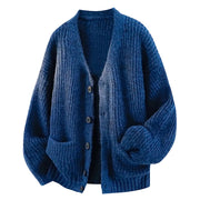 Galienne - Oversize-Strickjacke mit V-Ausschnitt in Soft-Touch-Qualität – Blau