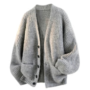 Galienne - Oversize-Strickjacke mit V-Ausschnitt in Soft-Touch-Qualität – Grau