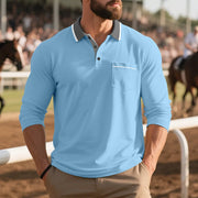Balcombe - Soft-Touch Langarm-Poloshirt – Hellblau