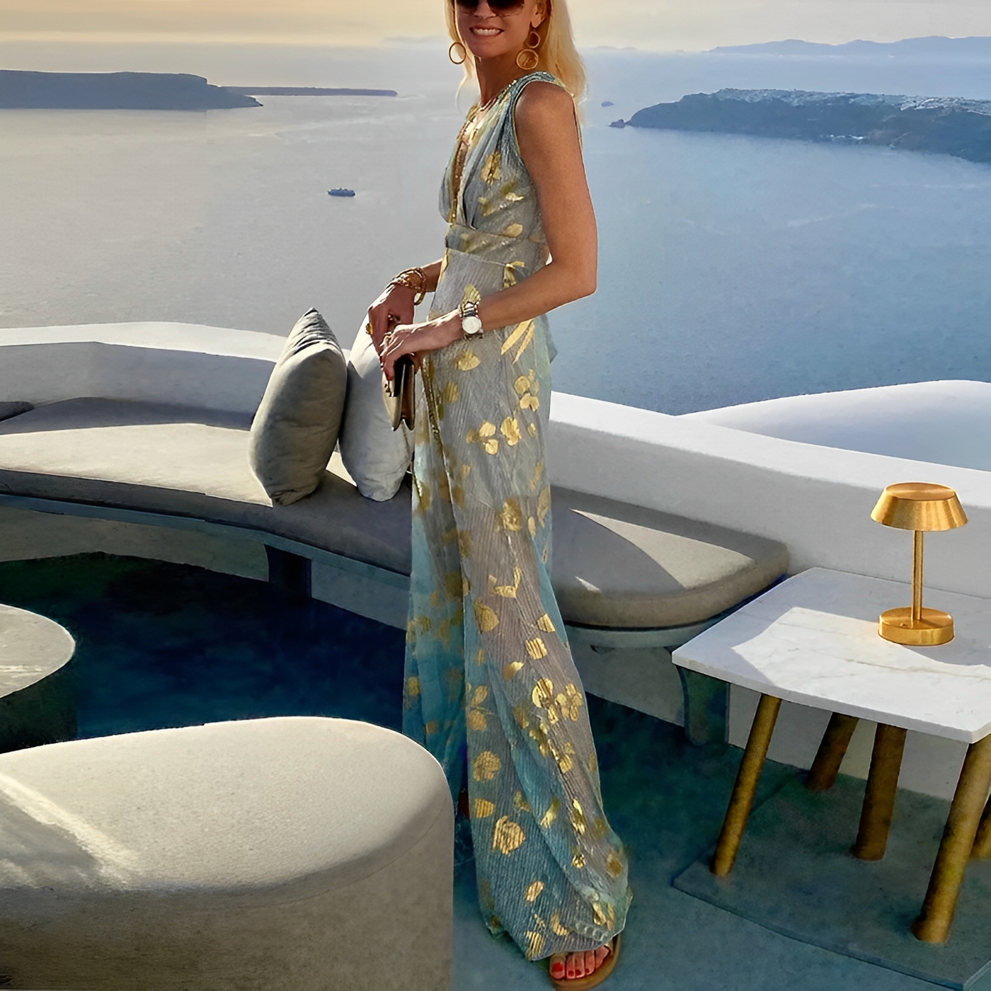 Aubrey - Fließendes Maxikleid mit Vergoldung für Damen