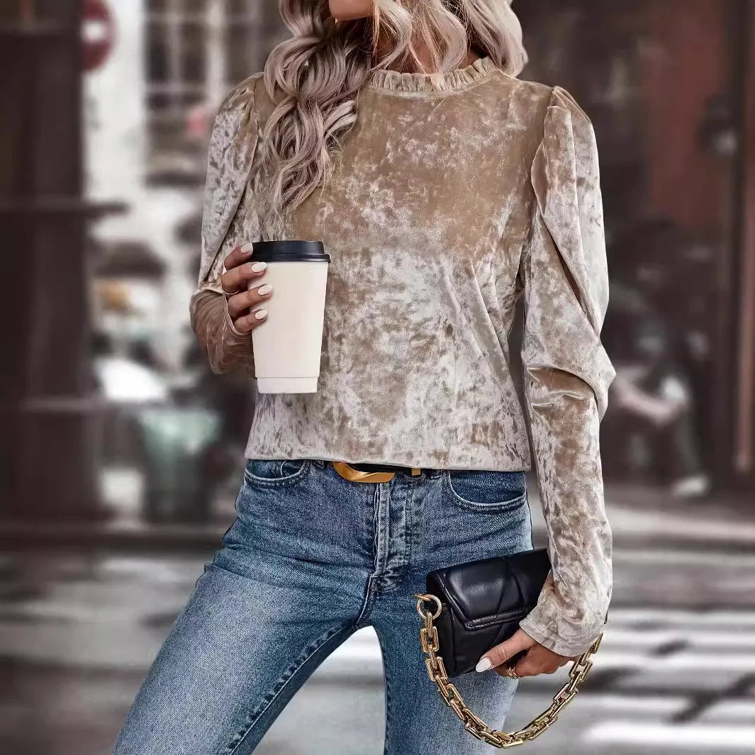 Langarmshirt | Samtige Optik | Elegant & Modern