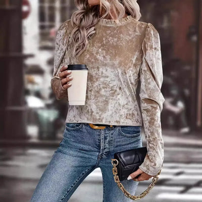 Langarmshirt | Samtige Optik | Elegant & Modern