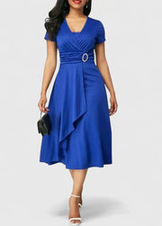 Clara | Zeitloses Midi-Kleid mit elegantem Komfort – Blau