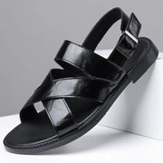 Max | Klassische Ledersandalen Herren Chic – Schwarz