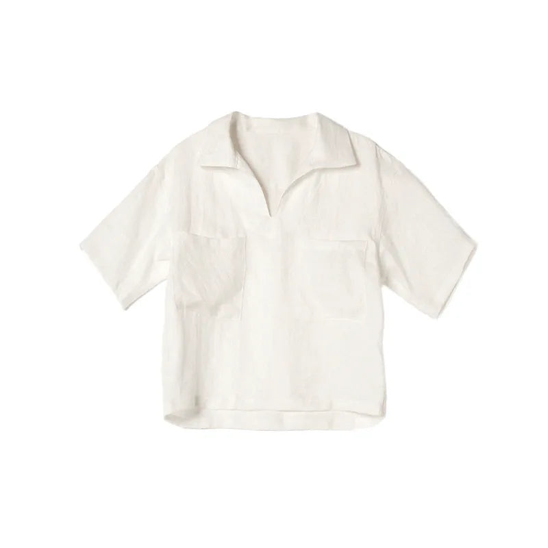 Luftig & Zeitlos Kurzarm Leinenbluse Damen V-Ausschnitt – Milena