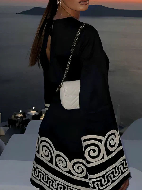 A-Linien Kleid mit Stickerei | Weite Ärmel | Elegant und Modern