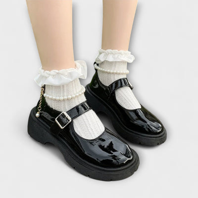 Pearl - Luxus Perlen Mary Jane Leder Schuhe