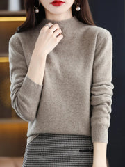 Pure Schurwolle Damenpullover – Kamel