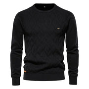 THEODOR | HERRENPULLOVER MIT RAUTENMUSTER – Schwarz