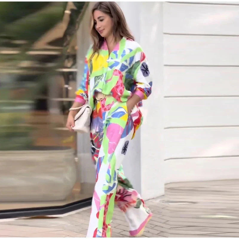 Zweiteiler mit Print | Weite Hose | Moderner Statement-Look