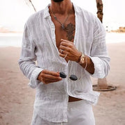 Marco | Herren hemd Langarm Freizeithemd Sommer Casual – Weiß