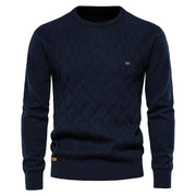 THEODOR | HERRENPULLOVER MIT RAUTENMUSTER – Dunkelblau