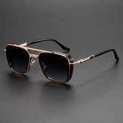 Herren Retro Metall Punk Sonnenbrillen – Vintage UV Schutz Shades – Gold/Schwarz