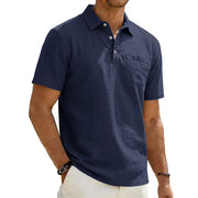 Grafton - Strukturiertes Kurzarm-Poloshirt – Marineblau