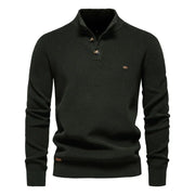 RICCARDO | HERRENPULLOVER MIT KNÖPFEN – Dunkelgrün