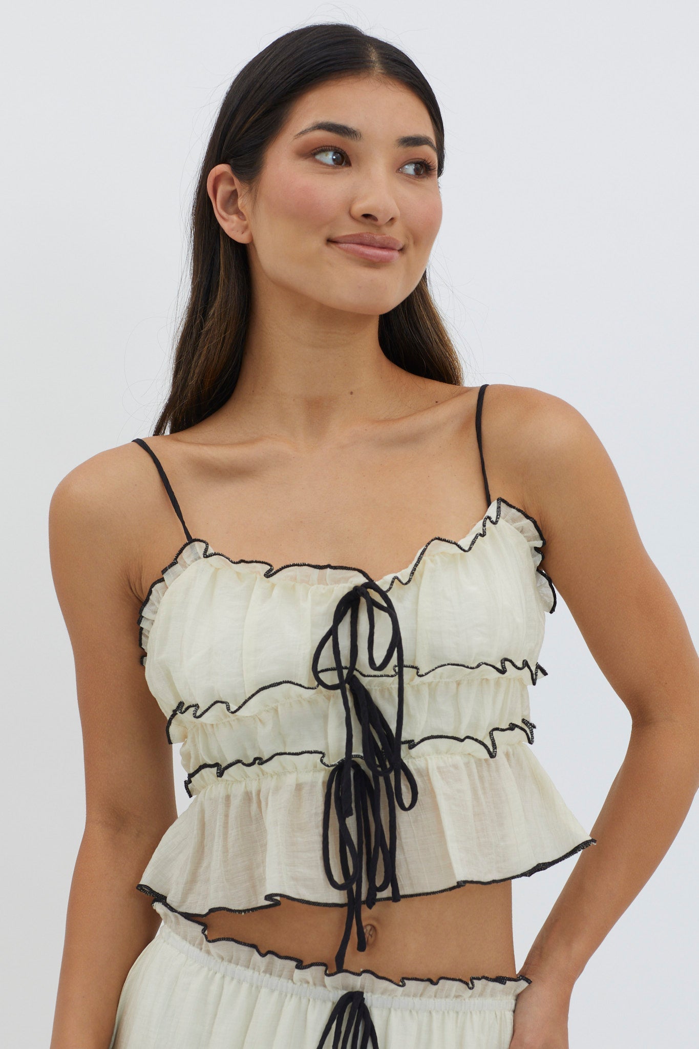 Zweiteiler mit Volants | Spaghettiträger | Luftiger Maxirock