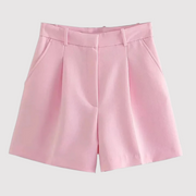 Mirelle - Maßgeschneiderte hochtaillierte Bundfalten-Shorts – Pink