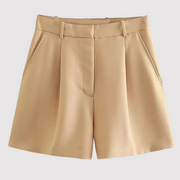 Charlotte - Luxe gefaltete Shorts – Khaki