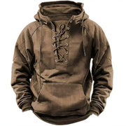 Bervin - Schwerer Hoodie mit Schnürung – Khaki