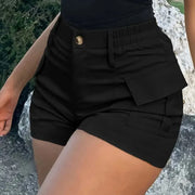 Sommerfeld | Damen-Shorts, hochgeschnittene Latzhose mit Knopftasche (1 Kaufen, 1 GRATIS dazu) – schwarz