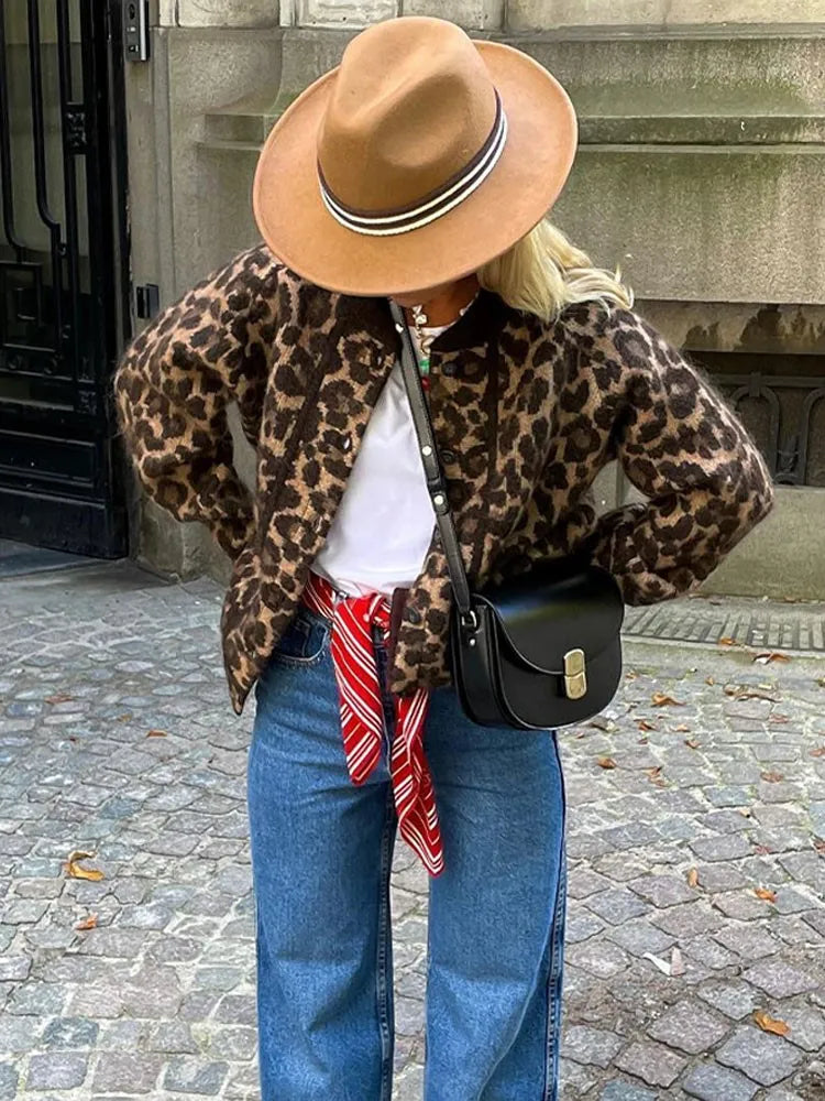 Leoparden Damen Strickjacke