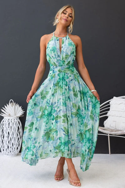 Katya - Neckholder Geblümtes Maxikleid