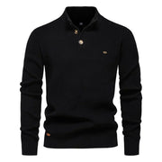 RICCARDO | HERRENPULLOVER MIT KNÖPFEN – Schwarz
