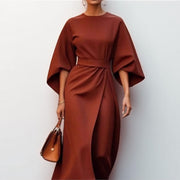 KATARZYNA | MAXIKLEID MIT KIMONOÄRMELN – Braun