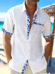 Eastcott - Lässiges Sommerhemd mit Ethno-Print – Weiß-Marine