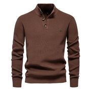 RICCARDO | HERRENPULLOVER MIT KNÖPFEN – Braun