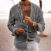 Niko | Herren hemd, offener Kragen Langarm casual – Grau