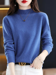 Pure Schurwolle Damenpullover – Blau