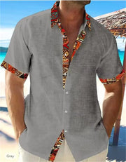 Eastcott - Lässiges Sommerhemd mit Ethno-Print – Grün-Rot