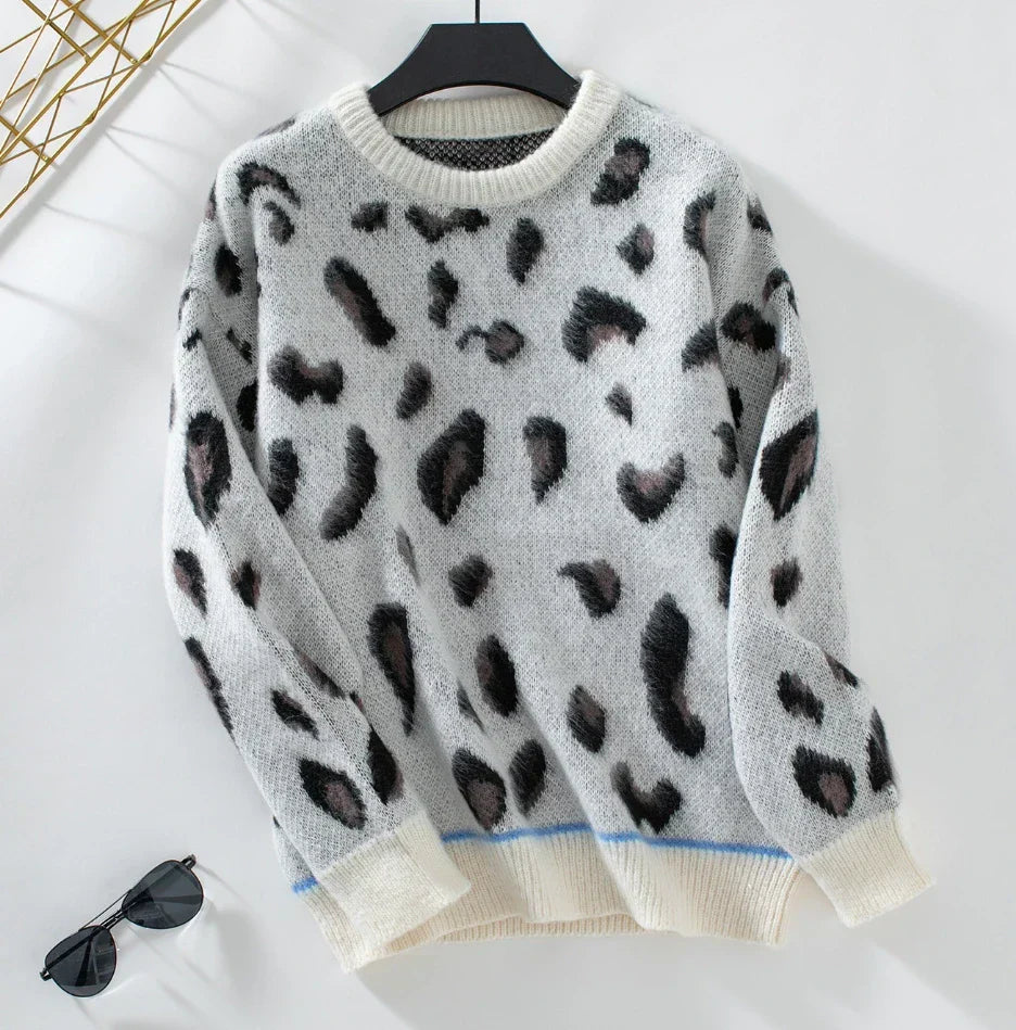 Le Clair | Leopard Print Woll-Jacquard-Pullover