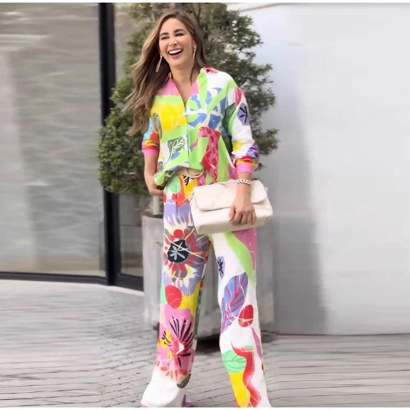 Zweiteiler mit Print | Weite Hose | Moderner Statement-Look