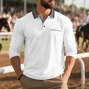 Balcombe - Soft-Touch Langarm-Poloshirt – Weiß