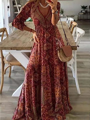 Ysavelle - Soft-Touch Boho-Kleid – Rot