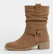 Calluna - Wadenhohe Stiefel mit Blockabsatz und Soft-Touch-Finish – Grau