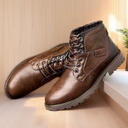 Schnürstiefeletten Herren in Lederoptik – Braun