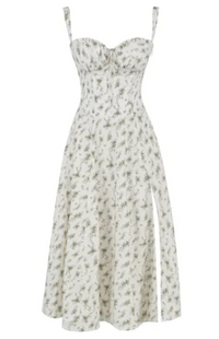 Blumiges bustierkleid mit mittlerer taille