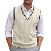 Michael | Herren Ärmellose V-Ausschnitt Strickweste – Beige