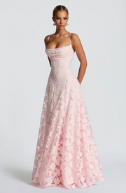 SOFIA | Elegantes Spitzen Maxi Kleid – Rosa