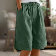 Leichte Shorts für Damen mit elastischem Bund – Grün