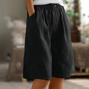 Leichte Shorts für Damen mit elastischem Bund – Schwarz