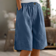 Leichte Shorts für Damen mit elastischem Bund – Blau