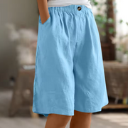 Leichte Shorts für Damen mit elastischem Bund – Himmelblau