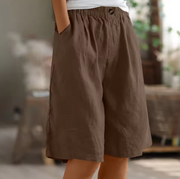 Leichte Shorts für Damen mit elastischem Bund – Braun