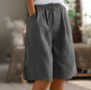Leichte Shorts für Damen mit elastischem Bund – Grau