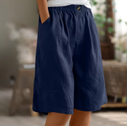 Leichte Shorts für Damen mit elastischem Bund – Marineblau