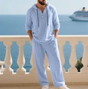 MARRI™ | BEQUEMES 2-TEILIGES HERREN-SET AUS LEINEN – Hellblau